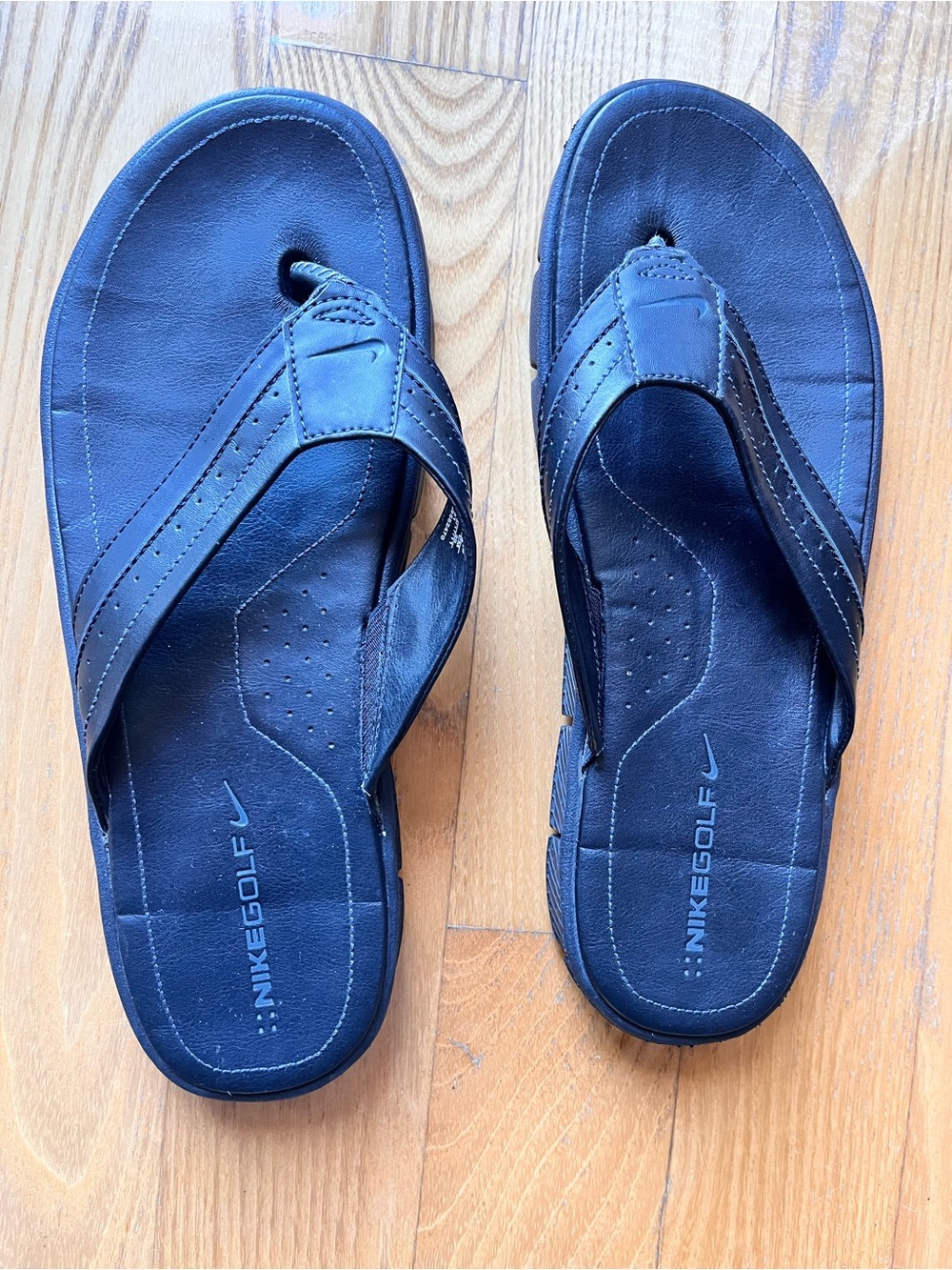 Nike Black Leather Golf Flip Flop Sandals
